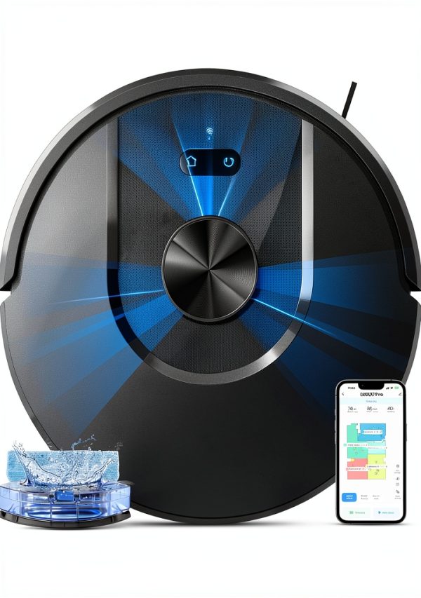 Tikom L8000 Pro Robot Vacuum and Mop Combo 6000Pa Suction Pure Black-0