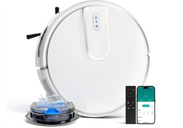 Robot Vacuum VIPSUN Z1 4500Pa Suction White Disc Style Cleaner-0